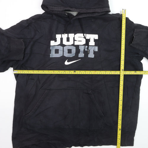 Nike Mens Black 2XL Pullover Hoodie Just Do It Sports Fleece