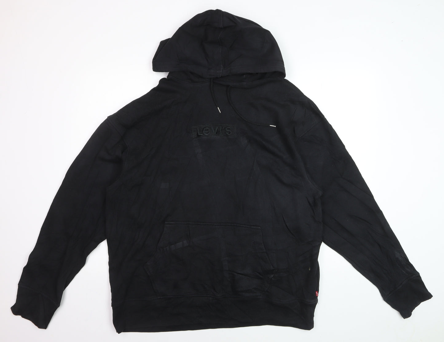 Levi's Men's Black Pullover Hoodie Size L Logo Embroidered Fleece