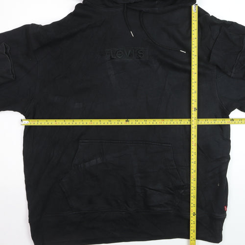 Levi's Men's Black Pullover Hoodie Size L Logo Embroidered Fleece