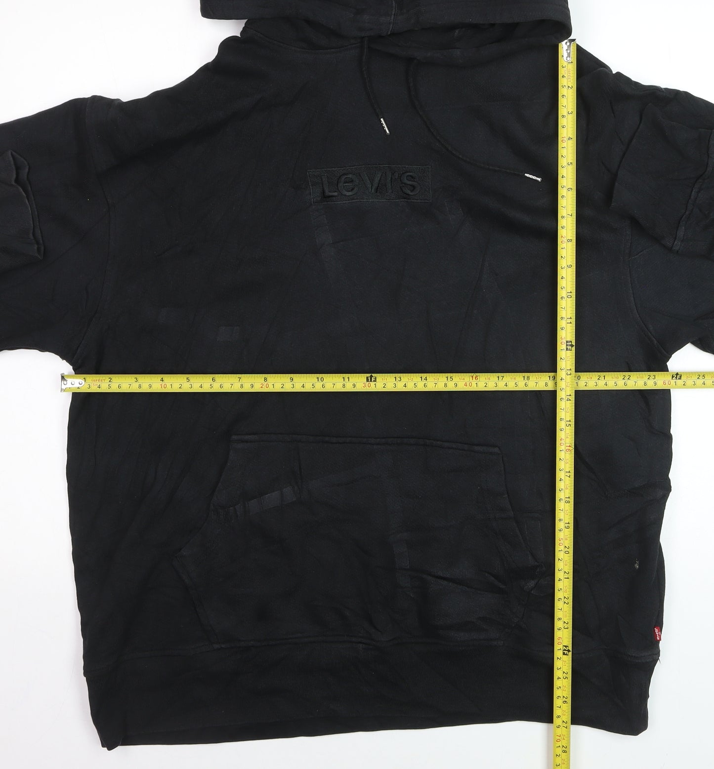Levi's Men's Black Pullover Hoodie Size L Logo Embroidered Fleece