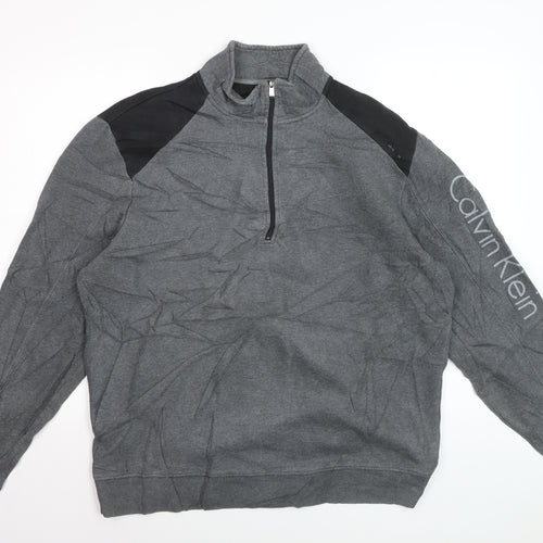 Calvin Klein Men’s Grey XL 1/4 Zip Mock Neck Sweatshirt