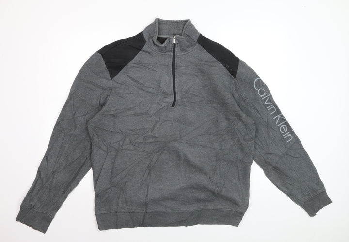 Calvin Klein Men’s Grey XL 1/4 Zip Mock Neck Sweatshirt