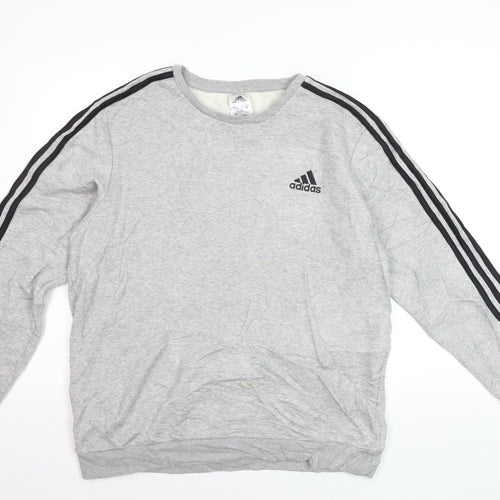 Adidas Men's Grey Crew Neck Sweatshirt 3XL Classic Logo Pullover