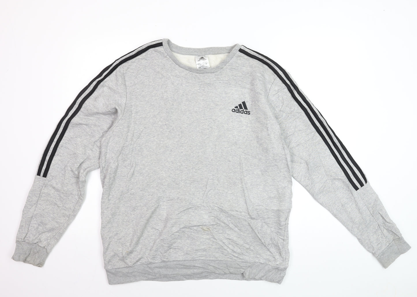 Adidas Men's Grey Crew Neck Sweatshirt 3XL Classic Logo Pullover