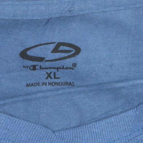 Champion Mens Blue XL Crew Neck Cotton Short Sleeve T-Shirt