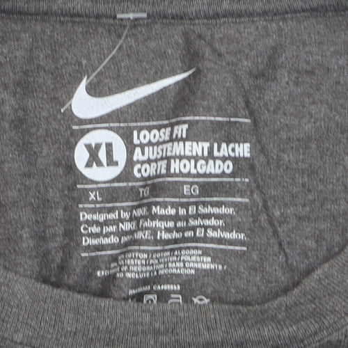 Nike Men's Grey Loose Fit Crew Neck T-Shirt XL Cotton Blend