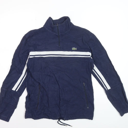 Lacoste Men's Blue Half Zip Cotton Sweatshirt Size S
