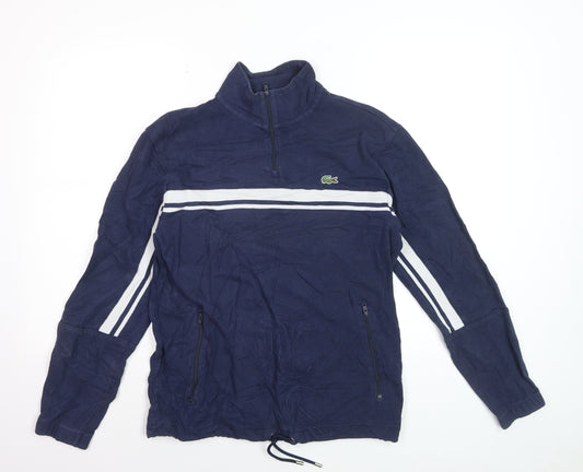 Lacoste Men's Blue Half Zip Cotton Sweatshirt Size S