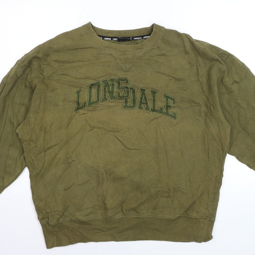 Lonsdale London Men's Khaki Green XL Crew Neck Pullover Sweatshirt