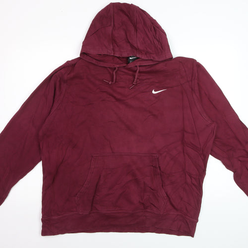 Nike Men's Red XL Pullover Hoodie with Logo
