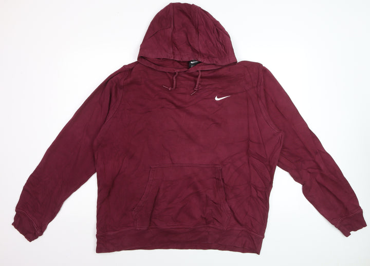 Nike Men's Red XL Pullover Hoodie with Logo
