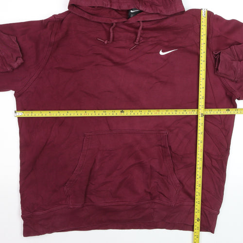 Nike Men's Red XL Pullover Hoodie with Logo