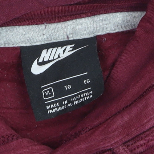 Nike Men's Red XL Pullover Hoodie with Logo
