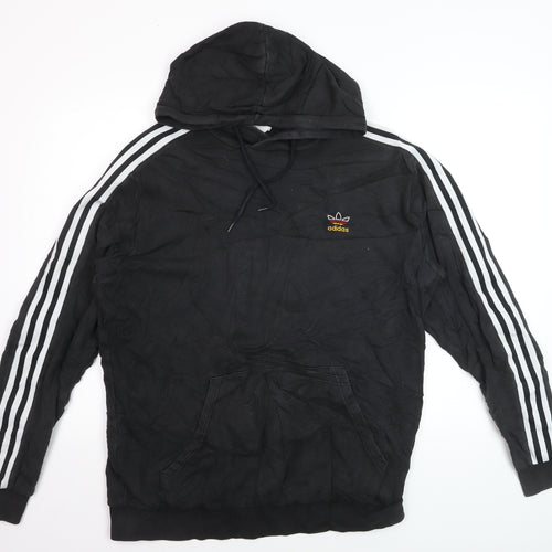 Adidas Men's Black Pullover Hoodie Size L Sports Fleece Sweatshirt