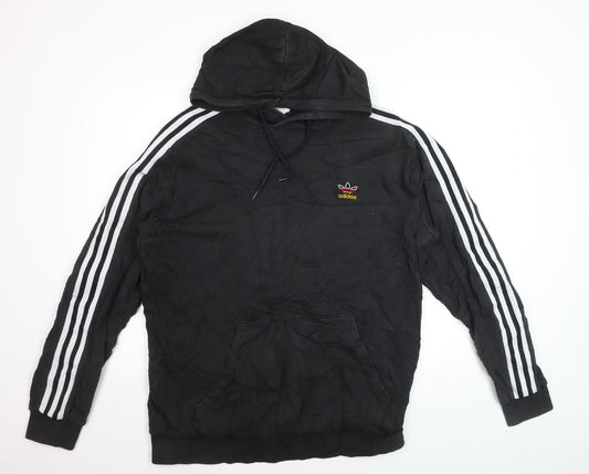 Adidas Men's Black Pullover Hoodie Size L Sports Fleece Sweatshirt