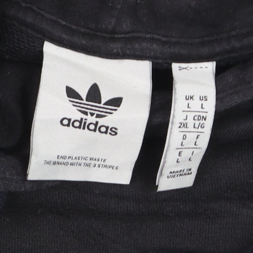 Adidas Men's Black Pullover Hoodie Size L Sports Fleece Sweatshirt