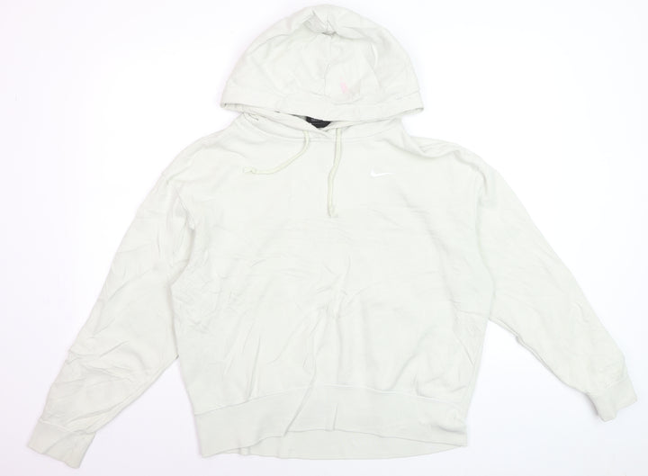 Nike Men's White Pullover Hoodie S Regular Fit Fleece Logo