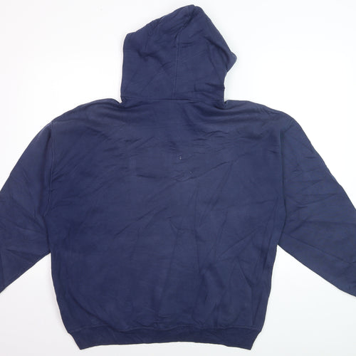 Champion Men's Blue Pullover Hoodie Size L Logo Fleece Sweatshirt