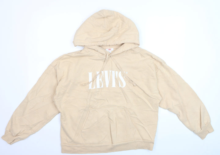 Levi's Womens Beige Pullover Hoodie Size S Cotton Logo Sweatshirt