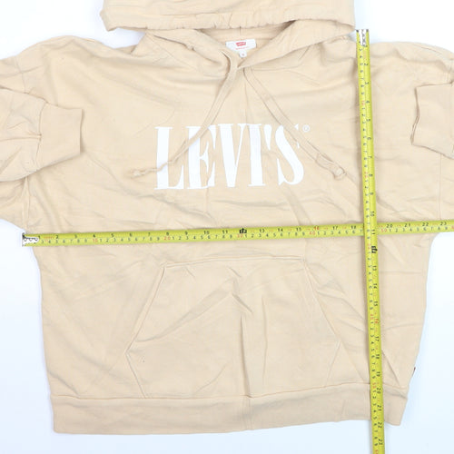 Levi's Womens Beige Pullover Hoodie Size S Cotton Logo Sweatshirt