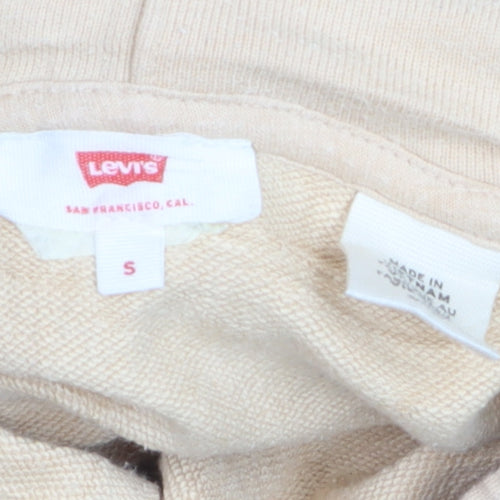 Levi's Womens Beige Pullover Hoodie Size S Cotton Logo Sweatshirt