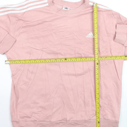 Adidas Women Pink Pullover Sweatshirt L Relaxed Fit Crew Neck