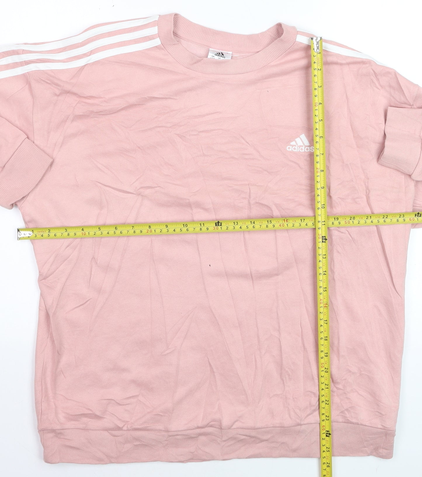 Adidas Women Pink Pullover Sweatshirt L Relaxed Fit Crew Neck
