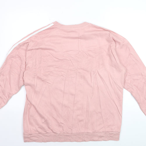 Adidas Women Pink Pullover Sweatshirt L Relaxed Fit Crew Neck