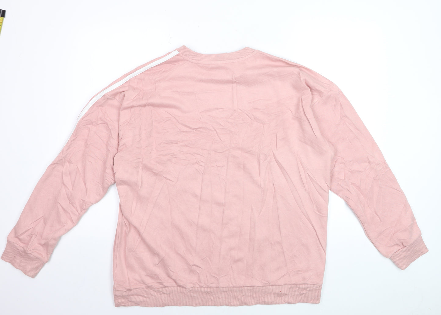 Adidas Women Pink Pullover Sweatshirt L Relaxed Fit Crew Neck