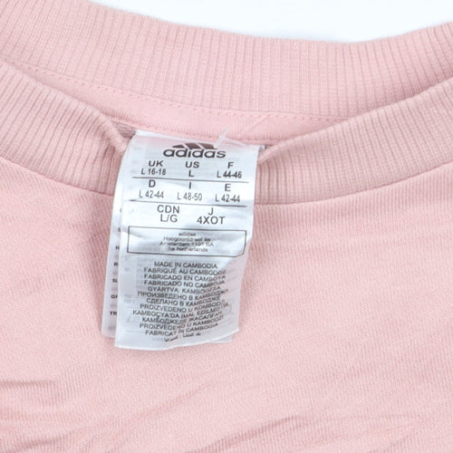 Adidas Women Pink Pullover Sweatshirt L Relaxed Fit Crew Neck