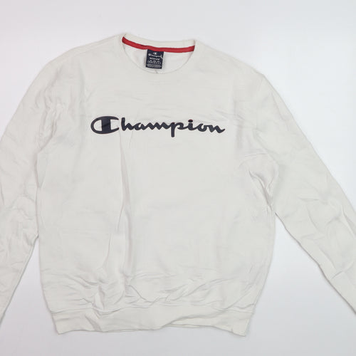 Champion Men's White Medium Crew Neck Pullover Sweatshirt