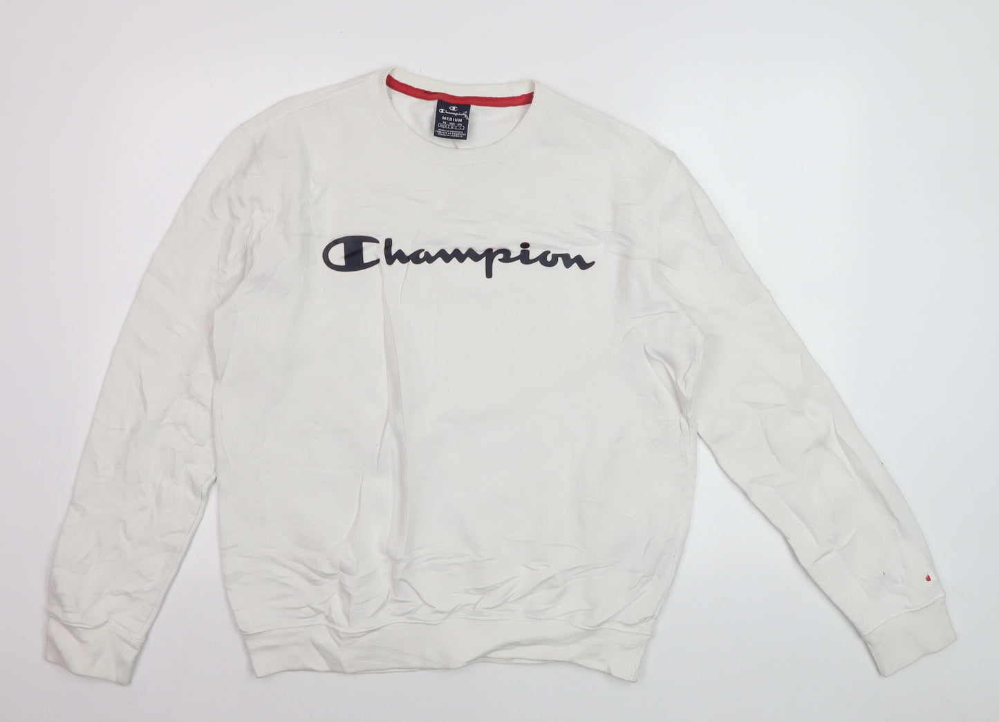 Champion Men's White Medium Crew Neck Pullover Sweatshirt