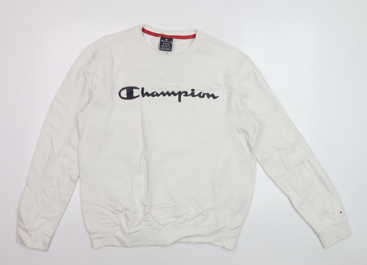Champion Men's White Medium Crew Neck Pullover Sweatshirt