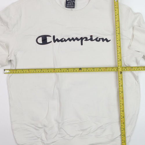 Champion Men's White Medium Crew Neck Pullover Sweatshirt