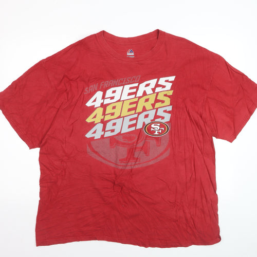 Majestic Men's Red San Francisco 49ers Graphic T-Shirt 2XL