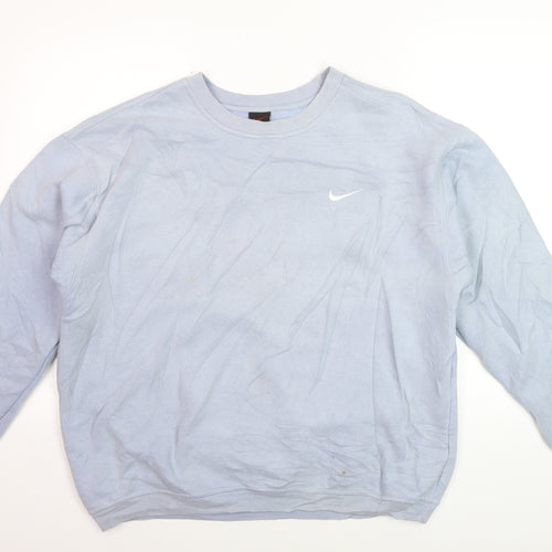 Nike Womens Blue Pullover Sweatshirt XL 80% Cotton Casual Classic