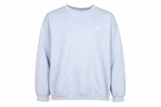 Front view of Nike women’s blue pullover sweatshirt xl 80% cotton casual classic