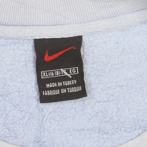 Nike Womens Blue Pullover Sweatshirt XL 80% Cotton Casual Classic