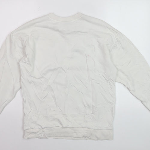 Adidas Women White Sweatshirt Size M Crew Neck Long Sleeve Pullover