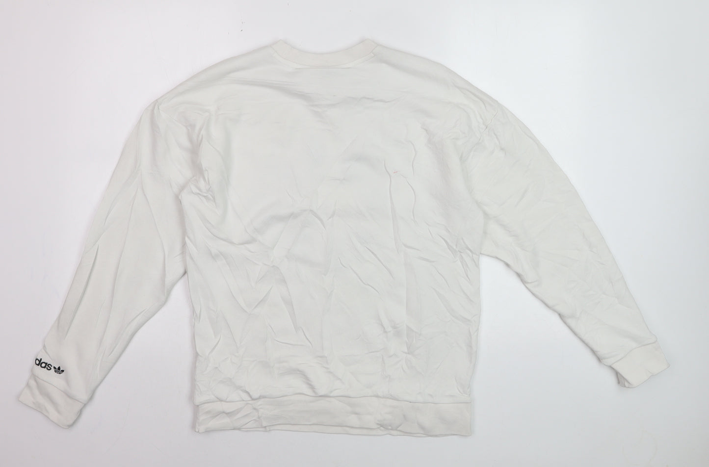 Adidas Women White Sweatshirt Size M Crew Neck Long Sleeve Pullover