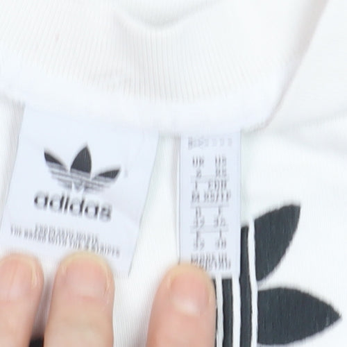 Adidas Women White Sweatshirt Size M Crew Neck Long Sleeve Pullover