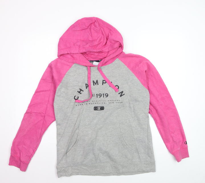 Champion Women’s Grey & Pink Pullover Hoodie Size L