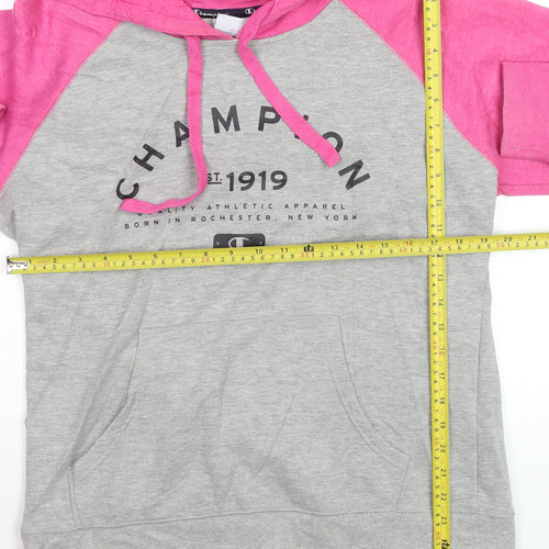 Champion Women’s Grey & Pink Pullover Hoodie Size L
