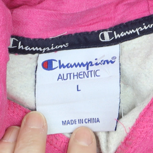 Champion Women’s Grey & Pink Pullover Hoodie Size L