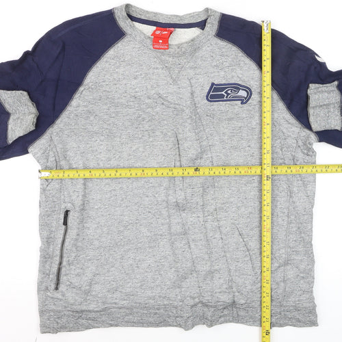 Nike Men Grey Pullover Sweatshirt L Seahawks NFL Logo Crew Neck