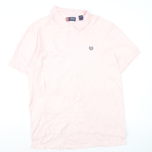 Chaps Men's Pink Cotton Polo Shirt XL Regular Fit Short Sleeve