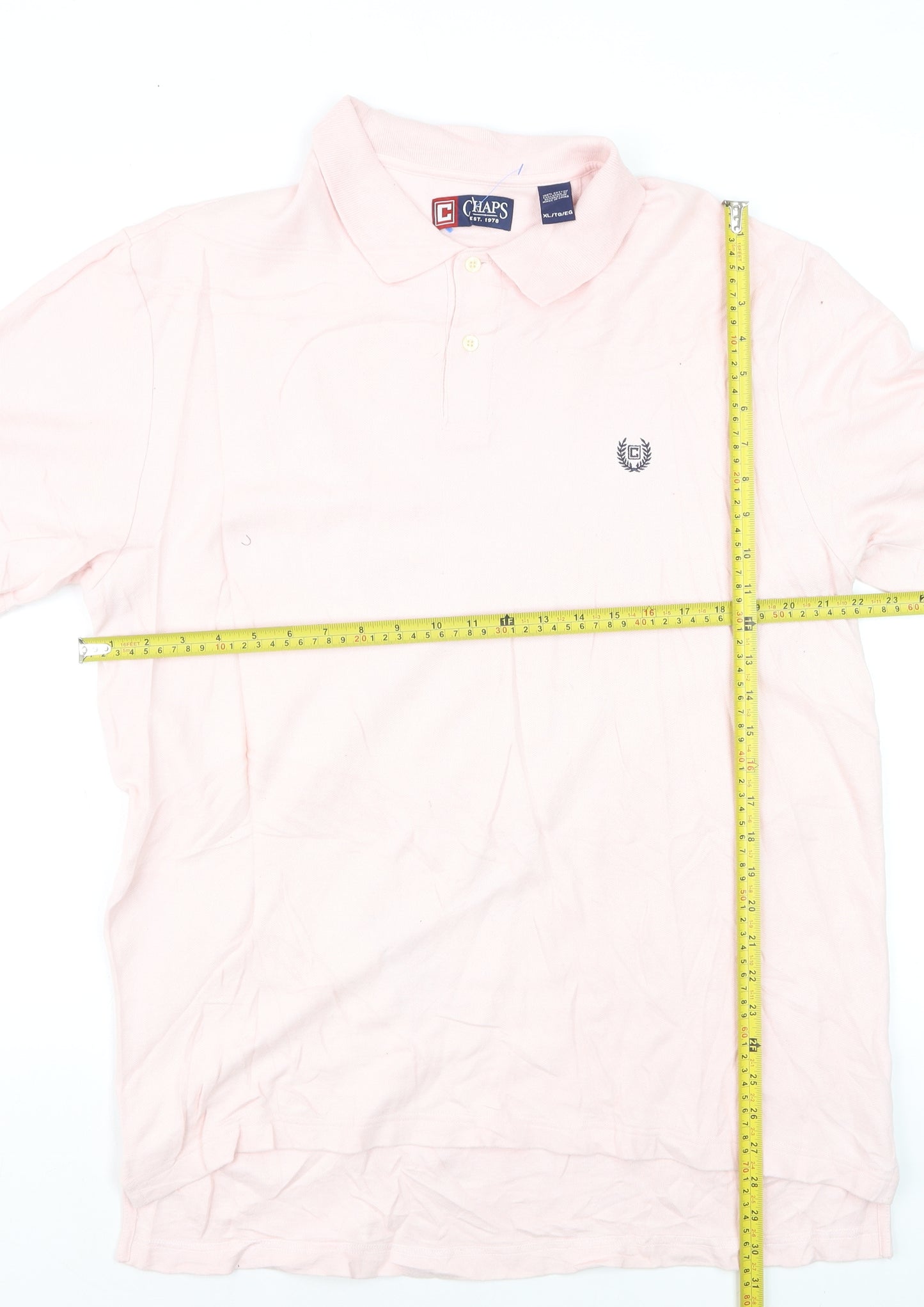 Chaps Men's Pink Cotton Polo Shirt XL Regular Fit Short Sleeve