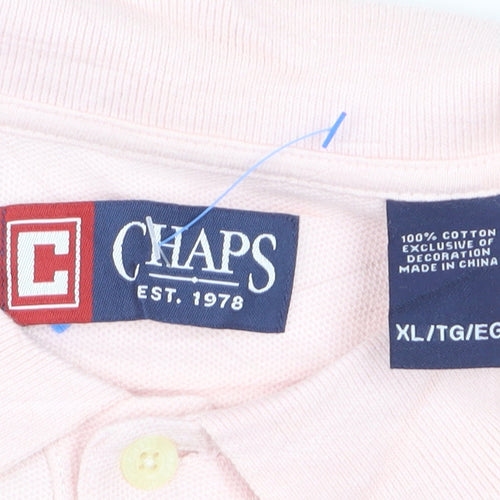 Chaps Men's Pink Cotton Polo Shirt XL Regular Fit Short Sleeve