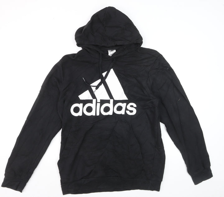 Adidas Mens Black Pullover Hoodie L Logo Graphic Sportswear