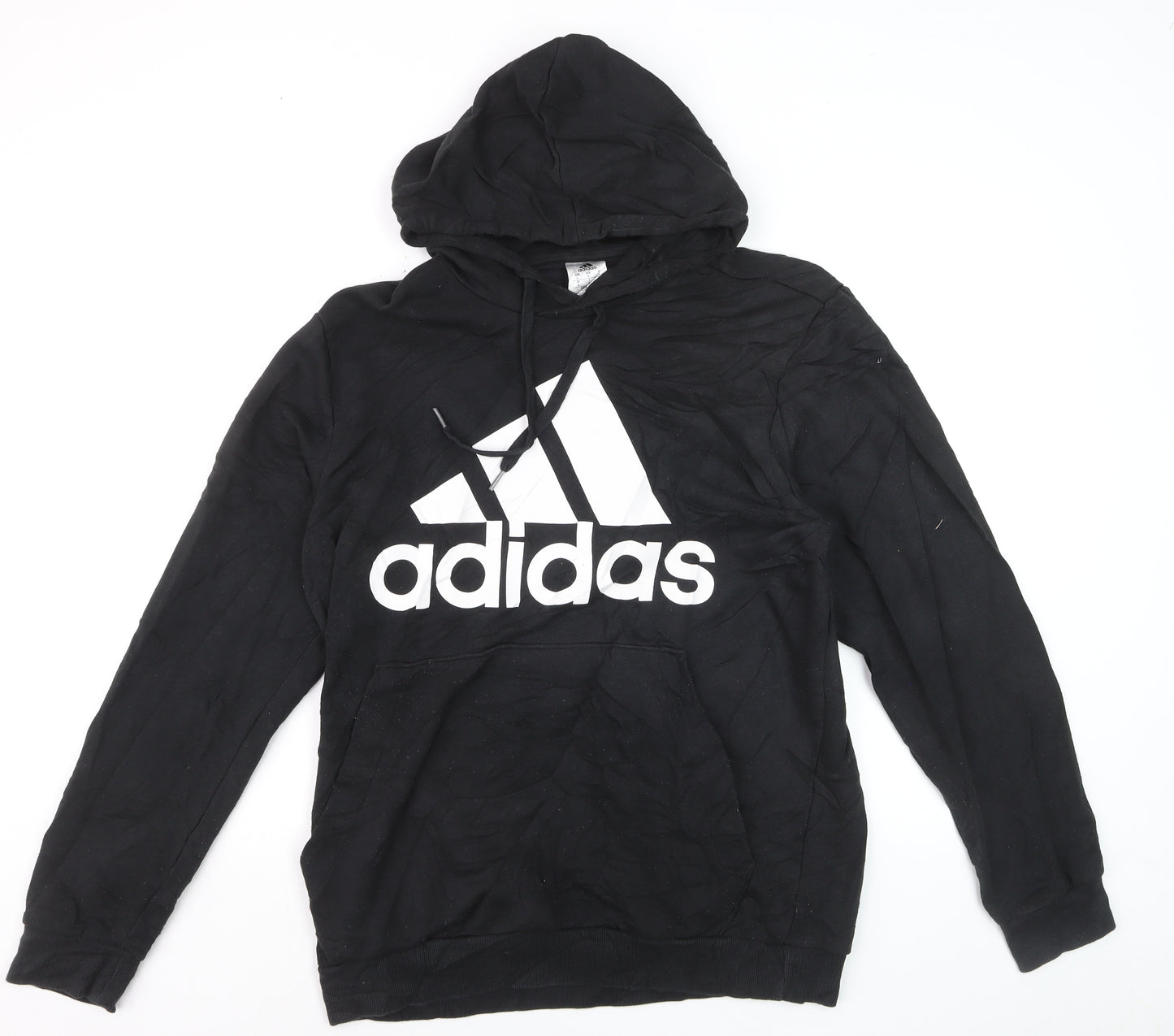 Adidas Mens Black Pullover Hoodie L Logo Graphic Sportswear